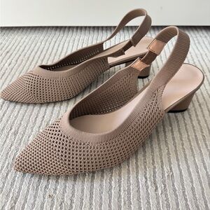 Elegant Women's High Block Knit Heels Slingback sandals